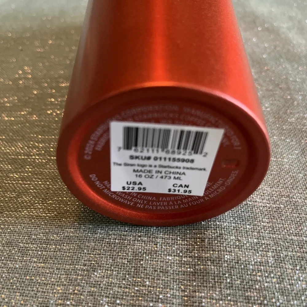 Starbucks Fall 2024 Cinnamon Pumpkin‎ Orange Shimmer SS Limited 16 Oz Tumbler
